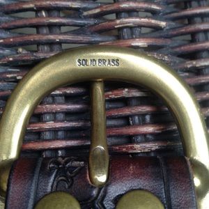 Lucky Brand Accessories - Embossed Leather Belt/ Brass Buckle Lucky Brand Accessories - Embossed Leather Belt/ Brass Buckle